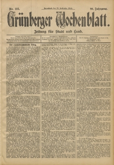 Grünberger Wochenblatt: Zeitung für Stadt und Land, No. 112. (17. September 1904)
