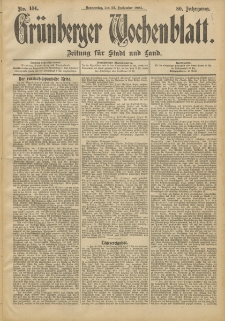 Gr&uuml;nberger Wochenblatt: Zeitung f&uuml;r Stadt und Land, No. 114. (22. September 1904)