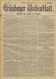 Gr&uuml;nberger Wochenblatt: Zeitung f&uuml;r Stadt und Land, No. 117. (29. September 1904)