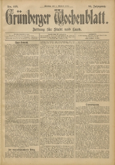 Gr&uuml;nberger Wochenblatt: Zeitung f&uuml;r Stadt und Land, No. 119. (4. Oktober 1904)