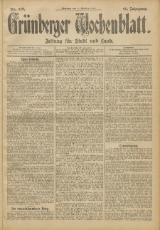 Grünberger Wochenblatt: Zeitung für Stadt und Land, No. 119. (4. Oktober 1904)