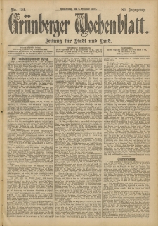 Gr&uuml;nberger Wochenblatt: Zeitung f&uuml;r Stadt und Land, No. 120. (6. Oktober 1904)