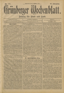 Gr&uuml;nberger Wochenblatt: Zeitung f&uuml;r Stadt und Land, No. 121. (8. Oktober 1904)