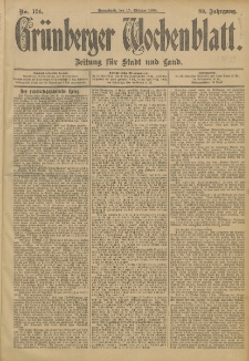 Gr&uuml;nberger Wochenblatt: Zeitung f&uuml;r Stadt und Land, No. 124. (15. Oktober 1904)