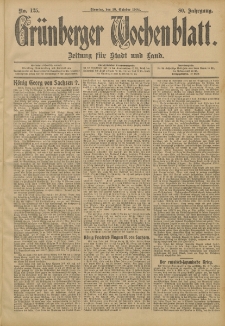 Gr&uuml;nberger Wochenblatt: Zeitung f&uuml;r Stadt und Land, No. 125. (16. Oktober 1904)