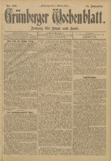 Gr&uuml;nberger Wochenblatt: Zeitung f&uuml;r Stadt und Land, No. 126. (20. Oktober 1904)