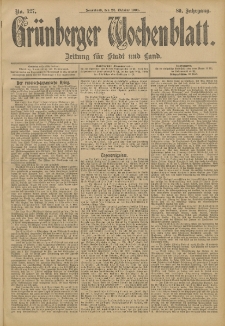 Gr&uuml;nberger Wochenblatt: Zeitung f&uuml;r Stadt und Land, No. 127. (22. Oktober 1904)