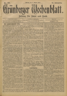 Gr&uuml;nberger Wochenblatt: Zeitung f&uuml;r Stadt und Land, No. 128. (25. Oktober 1904)