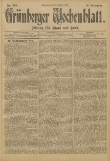 Gr&uuml;nberger Wochenblatt: Zeitung f&uuml;r Stadt und Land, No. 130. (29. Oktober 1904)