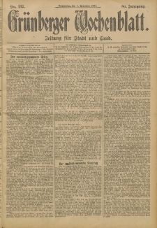 Gr&uuml;nberger Wochenblatt: Zeitung f&uuml;r Stadt und Land, No. 132. (3. November 1904)