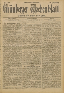 Grünberger Wochenblatt: Zeitung für Stadt und Land, No. 132. (3. November 1904)