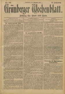 Gr&uuml;nberger Wochenblatt: Zeitung f&uuml;r Stadt und Land, No. 133. (5. November 1904)
