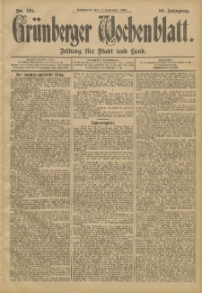 Gr&uuml;nberger Wochenblatt: Zeitung f&uuml;r Stadt und Land, No. 136. (12. November 1904)