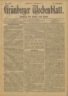 Gr&uuml;nberger Wochenblatt: Zeitung f&uuml;r Stadt und Land, No. 137. (15. November 1904)