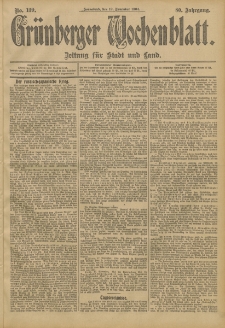 Gr&uuml;nberger Wochenblatt: Zeitung f&uuml;r Stadt und Land, No. 139. (19. November 1904)