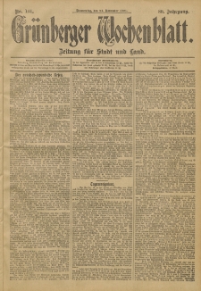 Grünberger Wochenblatt: Zeitung für Stadt und Land, No. 141. (24. November 1904)