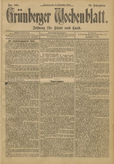 Grünberger Wochenblatt: Zeitung für Stadt und Land, No. 143. (29. November 1904)
