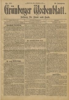 Grünberger Wochenblatt: Zeitung für Stadt und Land, No. 144. (1. Dezember 1904)