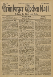 Gr&uuml;nberger Wochenblatt: Zeitung f&uuml;r Stadt und Land, No. 146. (6. Dezember 1904)