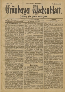 Gr&uuml;nberger Wochenblatt: Zeitung f&uuml;r Stadt und Land, No. 148. (10. Dezember 1904)