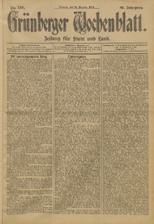 Gr&uuml;nberger Wochenblatt: Zeitung f&uuml;r Stadt und Land, No. 149. (13. Dezember 1904)