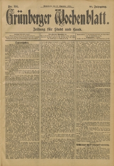 Gr&uuml;nberger Wochenblatt: Zeitung f&uuml;r Stadt und Land, No. 151. (17. Dezember 1904)