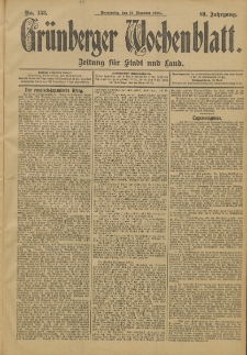 Gr&uuml;nberger Wochenblatt: Zeitung f&uuml;r Stadt und Land, No. 153. (22. Dezember 1904)