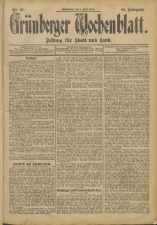 Grünberger Wochenblatt: Zeitung für Stadt und Land, No. 41. (5. April 1906)