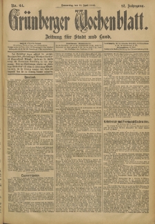 Grünberger Wochenblatt: Zeitung für Stadt und Land, No. 44. (12. April 1906)