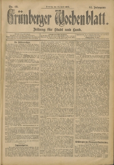 Grünberger Wochenblatt: Zeitung für Stadt und Land, No. 49. (24. April 1906)
