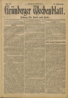 Grünberger Wochenblatt: Zeitung für Stadt und Land, No. 58. (15. Mai 1906)