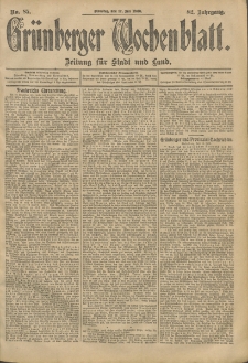 Gr&uuml;nberger Wochenblatt: Zeitung f&uuml;r Stadt und Land, No. 85. (17. Juli 1906)