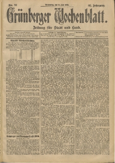 Grünberger Wochenblatt: Zeitung für Stadt und Land, No. 86. (19. Juli 1906)