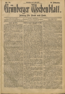 Grünberger Wochenblatt: Zeitung für Stadt und Land, No. 87. (21. Juli 1906)