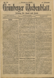 Gr&uuml;nberger Wochenblatt: Zeitung f&uuml;r Stadt und Land, No. 89. (26. Juli 1906)