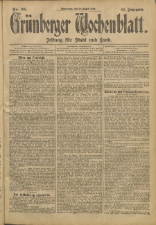 Gr&uuml;nberger Wochenblatt: Zeitung f&uuml;r Stadt und Land, No. 101. (23. August 1906)