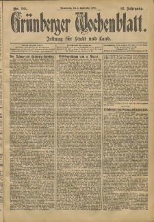 Grünberger Wochenblatt: Zeitung für Stadt und Land, No. 105. (1. September 1906)