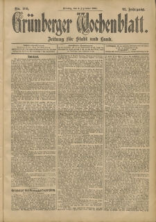 Grünberger Wochenblatt: Zeitung für Stadt und Land, No. 106. (4. September 1906)