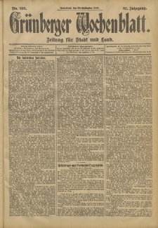 Grünberger Wochenblatt: Zeitung für Stadt und Land, No. 114. (22. September 1906)