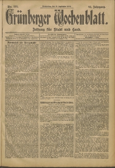 Gr&uuml;nberger Wochenblatt: Zeitung f&uuml;r Stadt und Land, No. 116. (27. September 1906)
