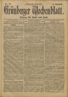 Grünberger Wochenblatt: Zeitung für Stadt und Land, No. 119. (4. Oktober 1906)