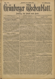 Grünberger Wochenblatt: Zeitung für Stadt und Land, No. 123. (13. Oktober 1906)