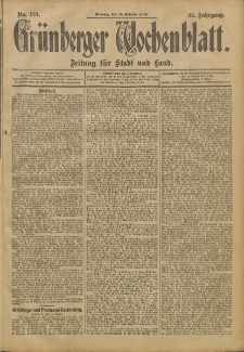 Grünberger Wochenblatt: Zeitung für Stadt und Land, No. 124. (16. Oktober 1906)