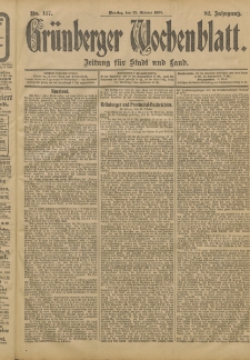 Gr&uuml;nberger Wochenblatt: Zeitung f&uuml;r Stadt und Land, No. 127. (23. Oktober 1906)