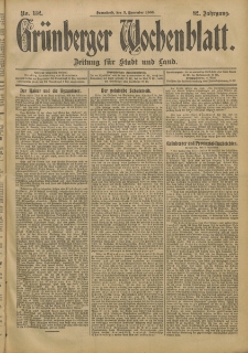 Grünberger Wochenblatt: Zeitung für Stadt und Land, No. 132. (3. November 1906)