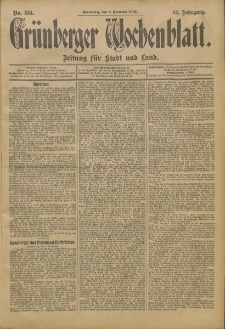 Grünberger Wochenblatt: Zeitung für Stadt und Land, No. 134. (8. November 1906)