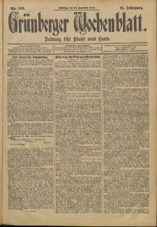 Grünberger Wochenblatt: Zeitung für Stadt und Land, No. 139. (20. November 1906)