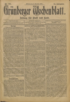 Grünberger Wochenblatt: Zeitung für Stadt und Land, No. 140. (21. November 1906)