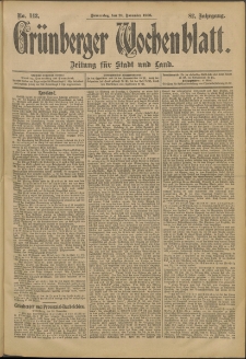 Grünberger Wochenblatt: Zeitung für Stadt und Land, No. 143. (29. November 1906)