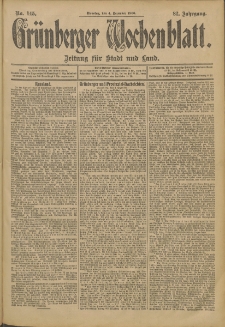 Grünberger Wochenblatt: Zeitung für Stadt und Land, No. 145. (4. Dezember 1906)